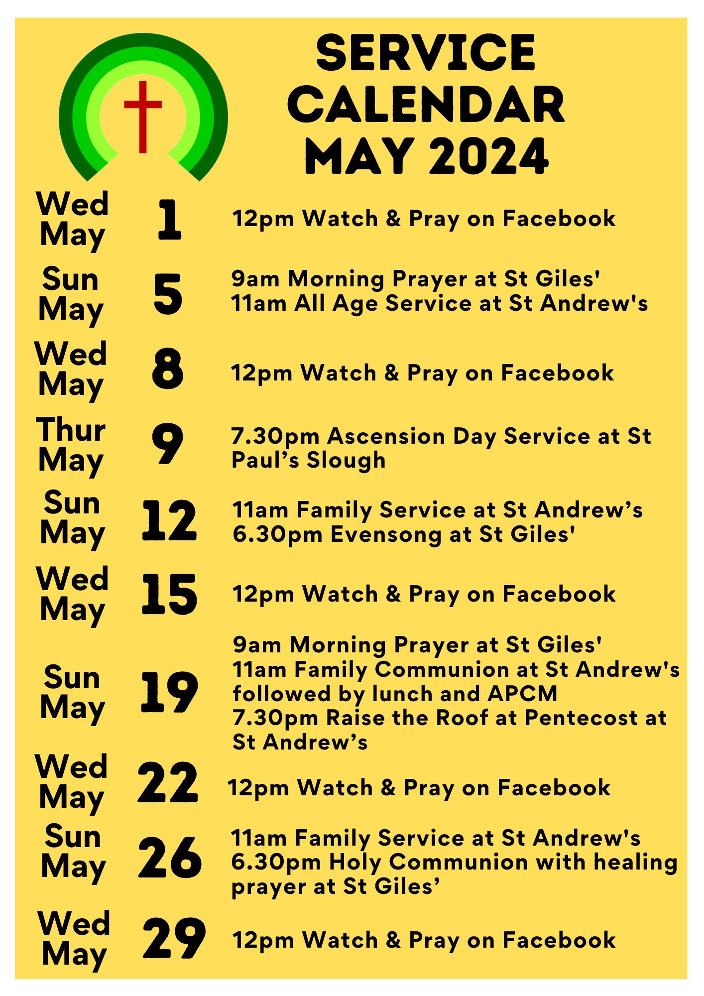 Service Calendar May 24