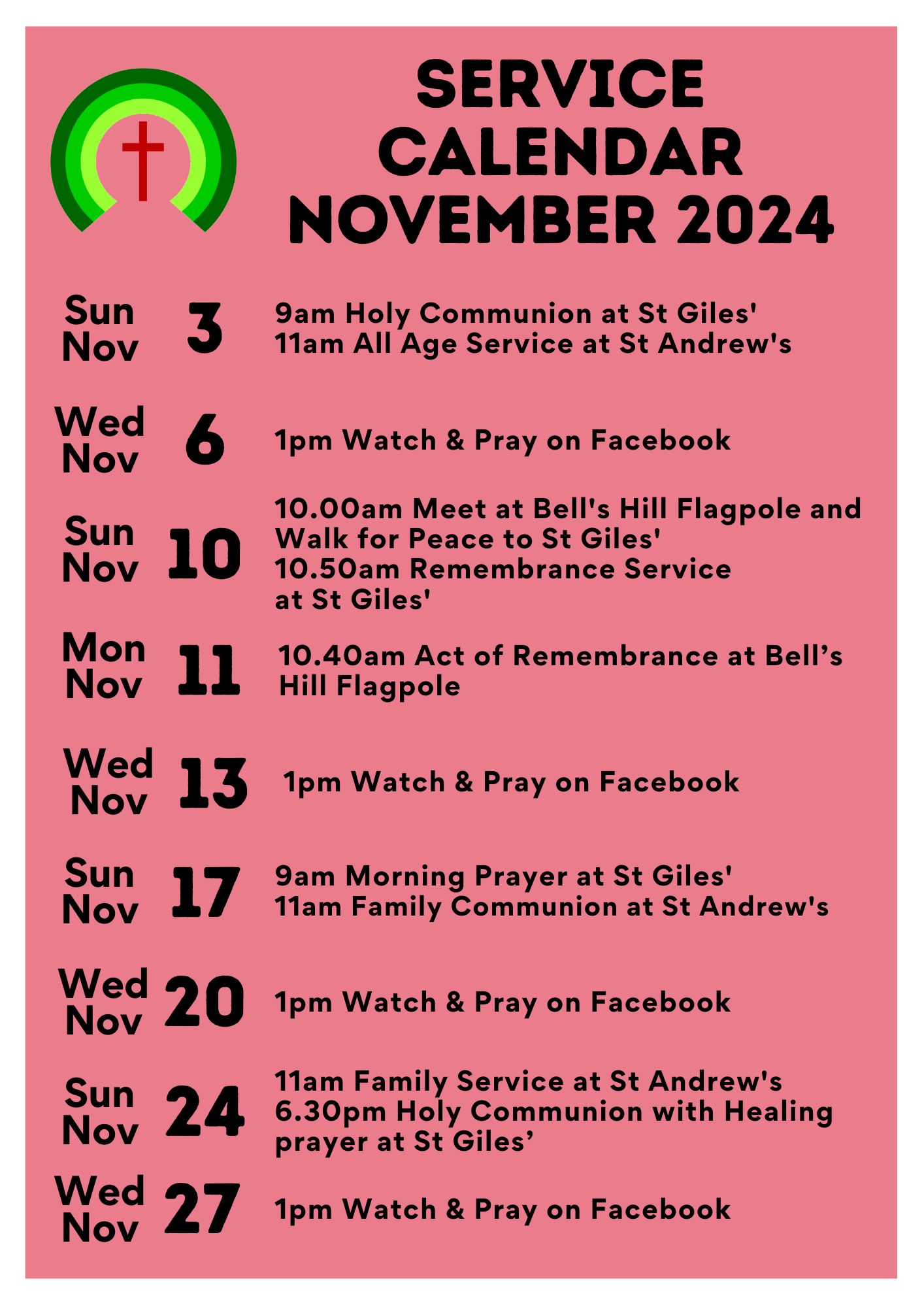 Service Calendar November 24