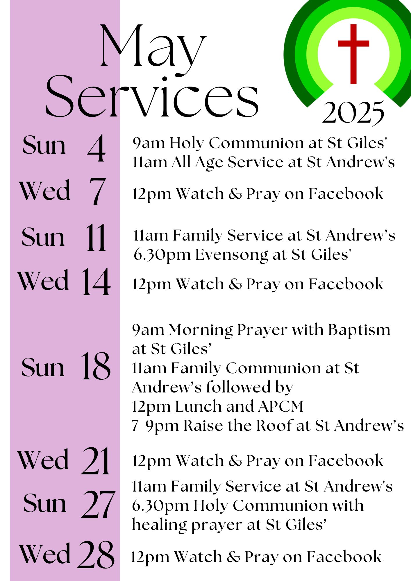 Service Calendar May 2025 v2